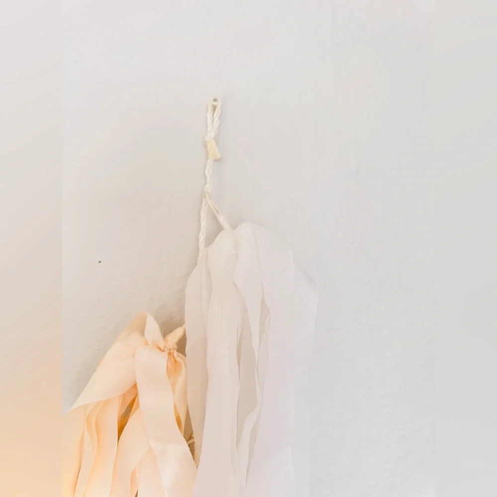 48” Cream & White Tassel Garland Streamers for Party Wedding Baby Shower 2 Pcs.